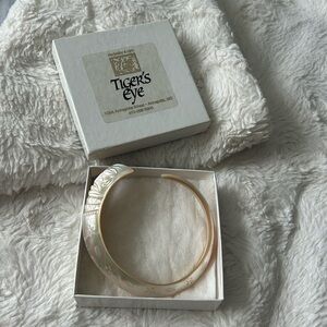 Tiger’s Eye White Shell Etched Cuff